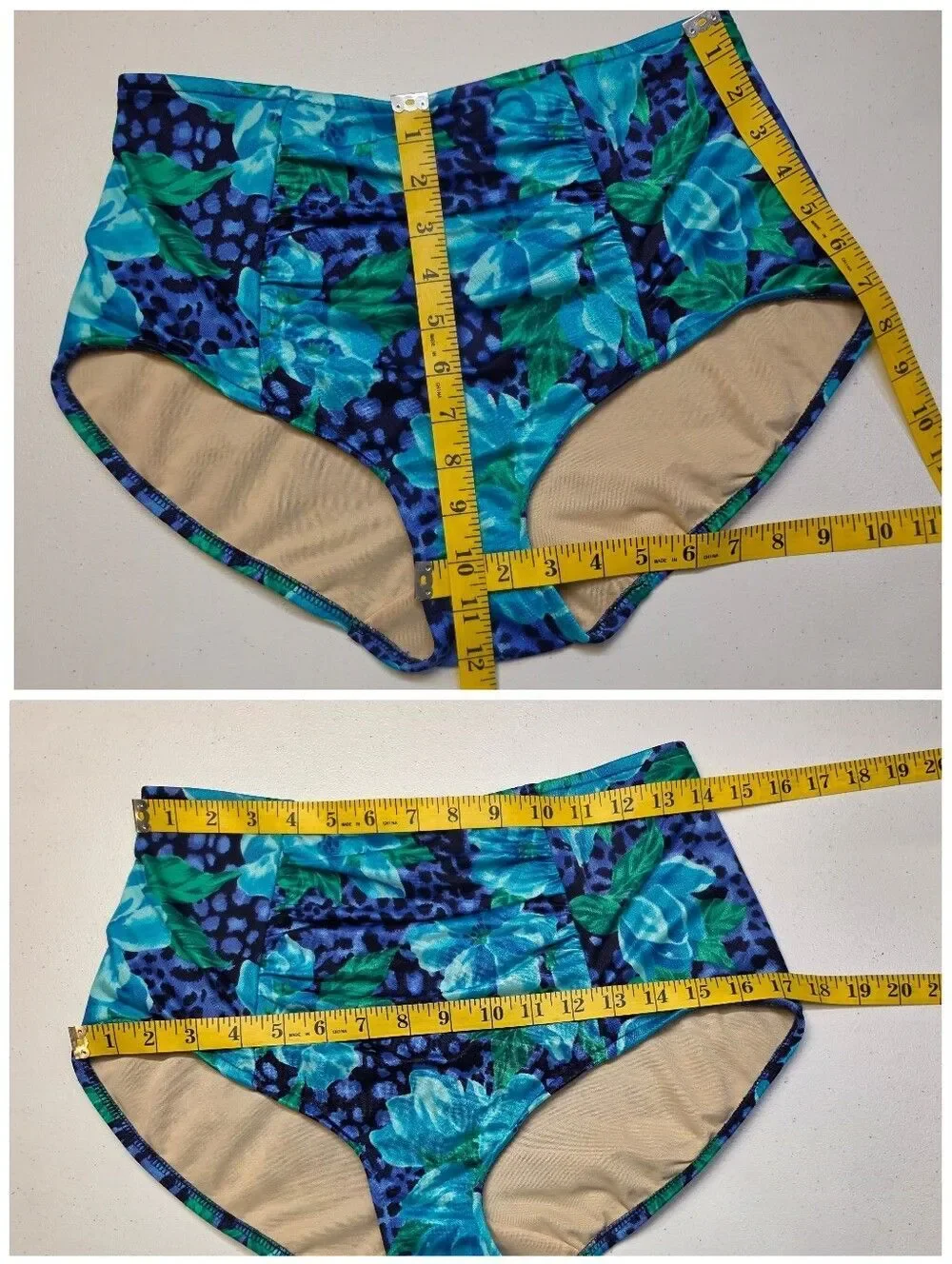 Vintage Blue Floral Underwire High-Waist Bikini Swimsuit